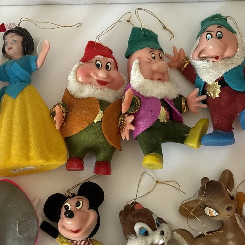 Vintage Walt Disney Snow White Dwarfs Goofy Dumbo Mickey Pluto Ornaments